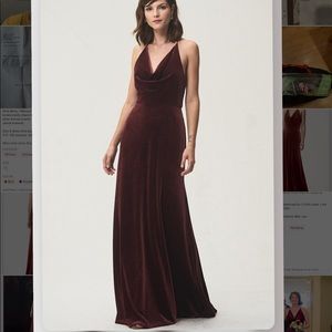 Jenny Yoo Sullivan velvet cowl neck gown